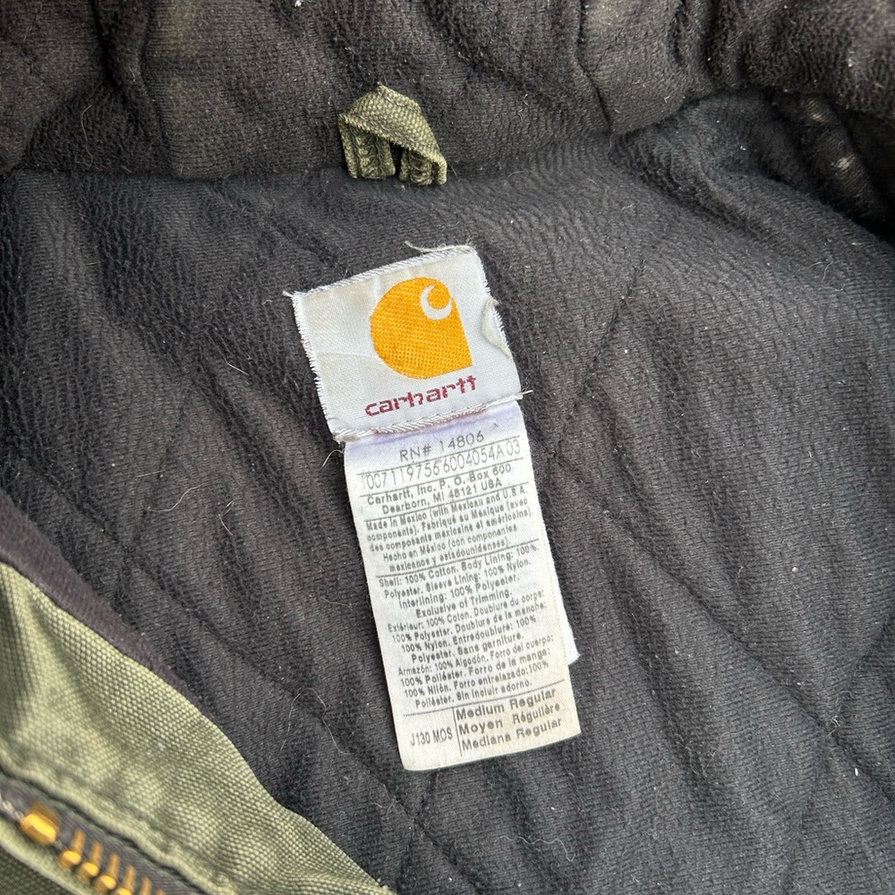 Vintage Carhartt Hooded Jacket Faded And Distressed Green J130 MOS Size M 2007 - Picture 8 of 12